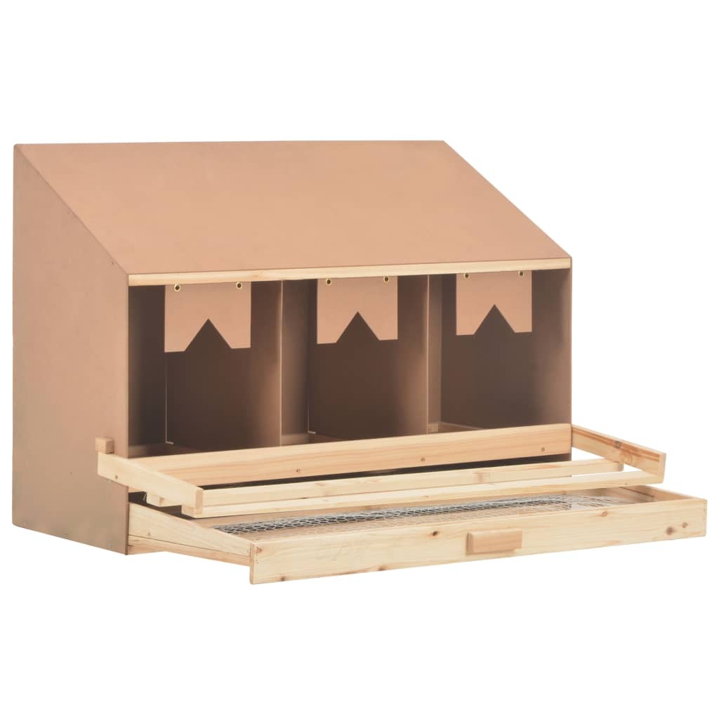 Chicken Laying Nest 3 Compartments 36.6"x15.7"x25.6" Solid Pine Wood