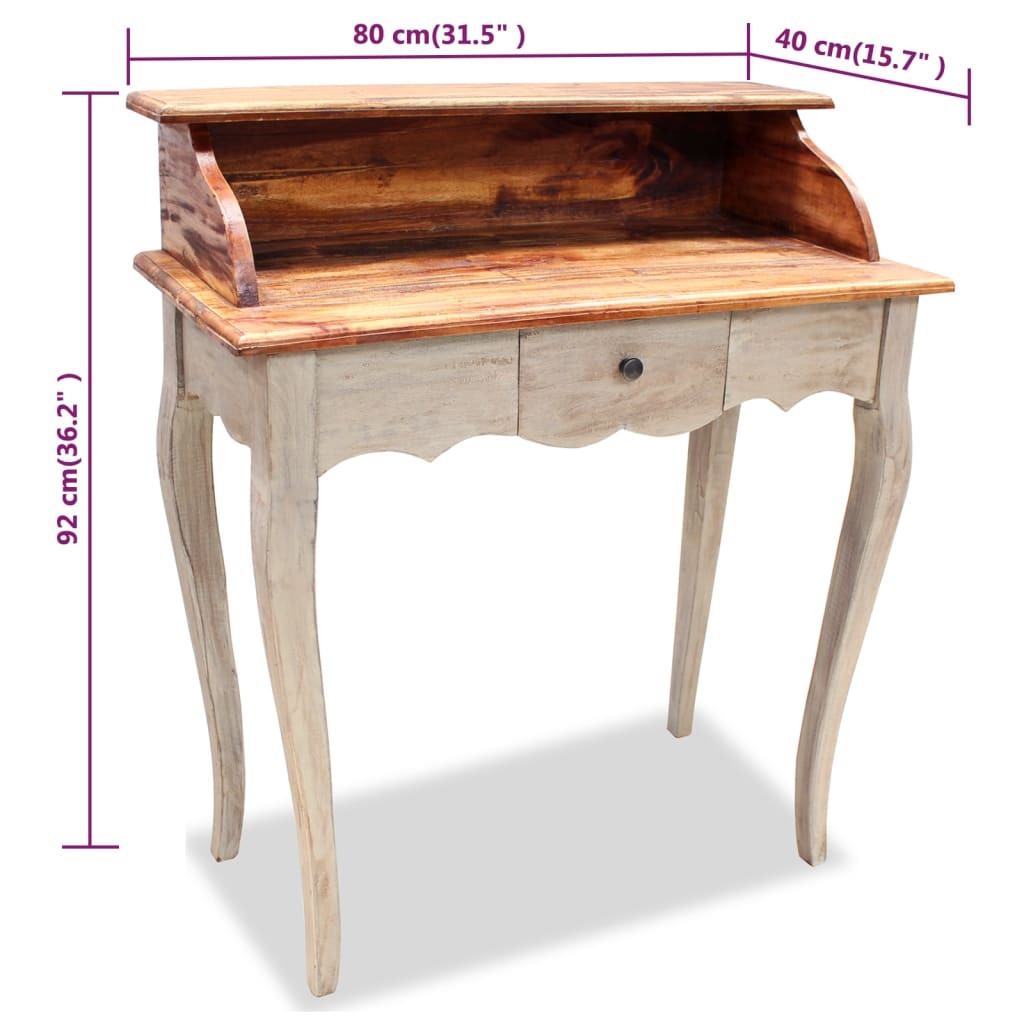 Writing Desk Mahogany, Grey Solid mahogany wood