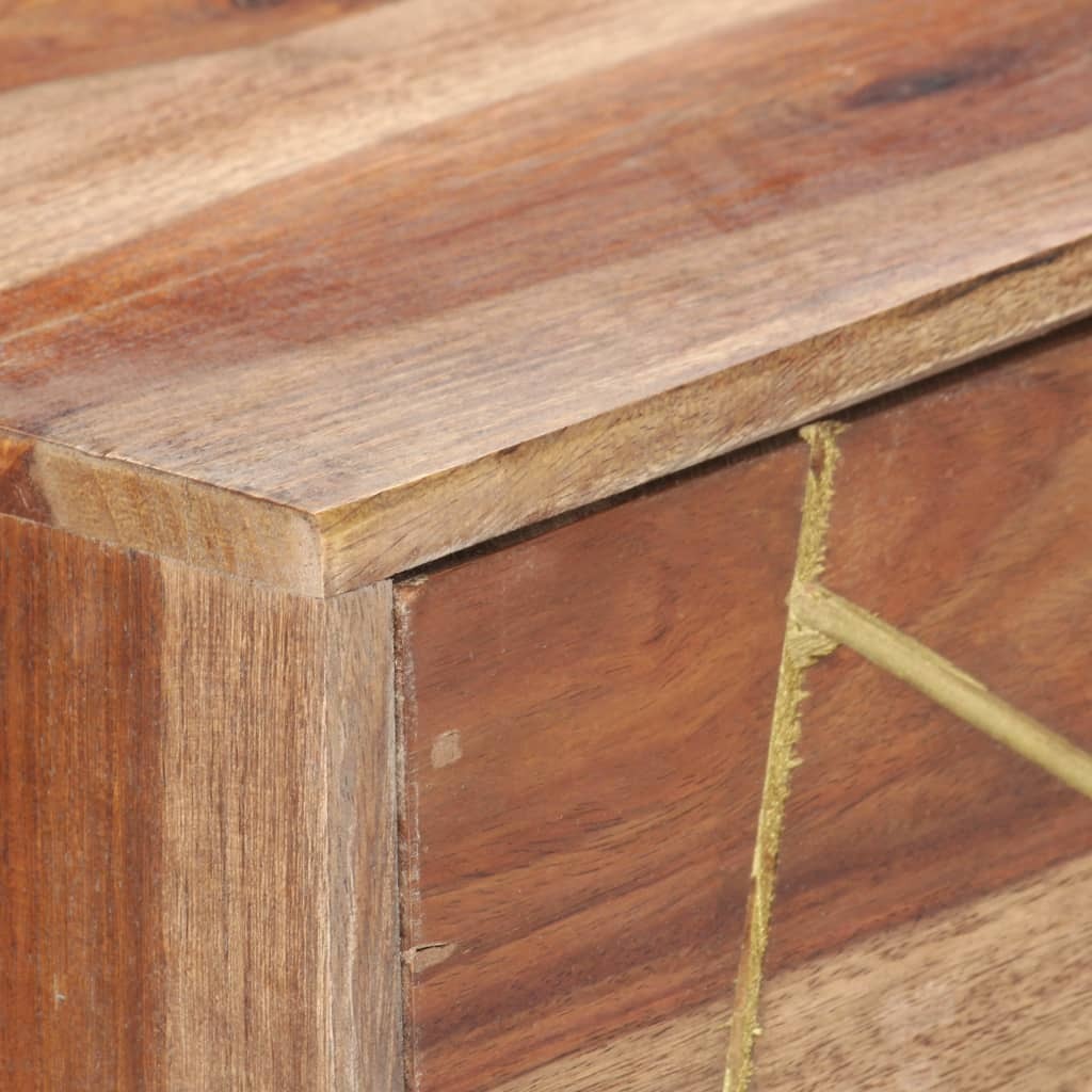Writing Desk Natural and brass Solid Acacia wood
