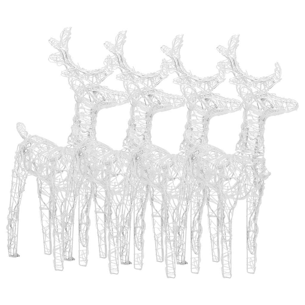 Christmas Reindeer Set of 4 Cold White Acrylic Medium