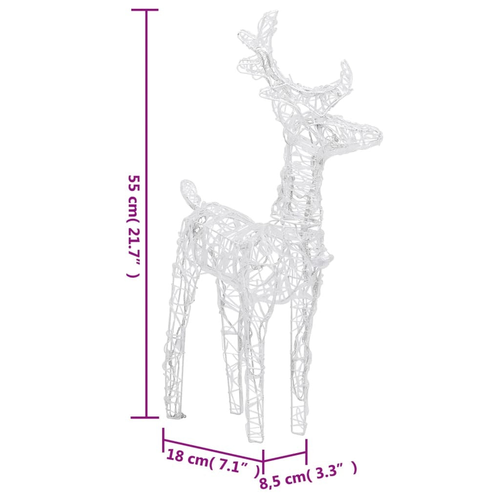 Christmas Reindeer Set of 4 Cold White Acrylic Medium