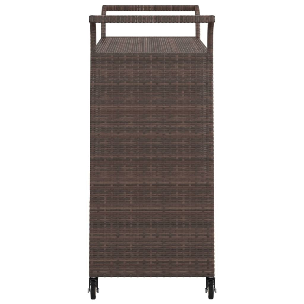 Bar Cart with Drawer Brown 39.4"x17.7"x38.2" Poly Rattan