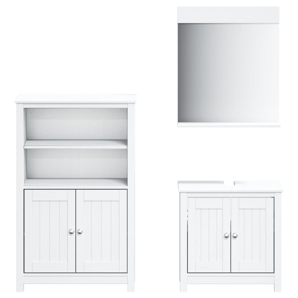 Bathroom Furniture Set White Solid pine wood Medium