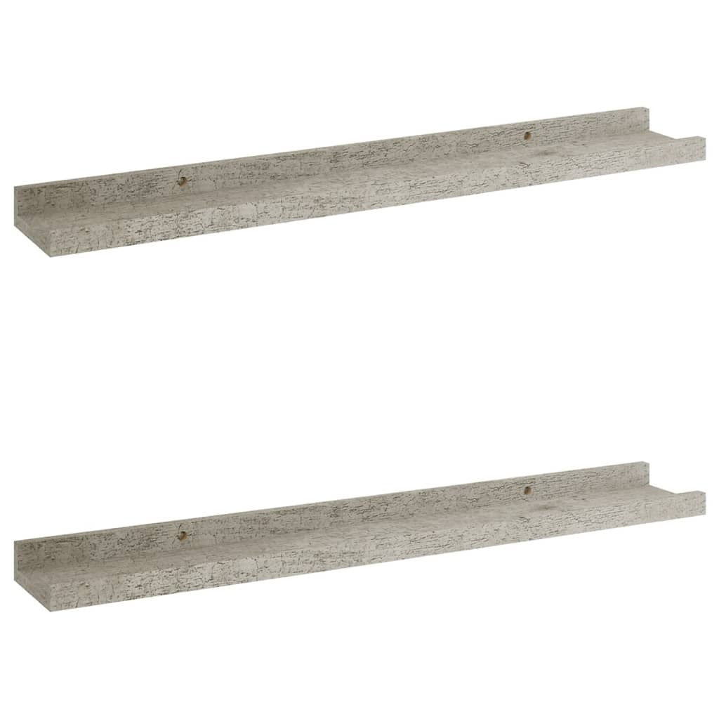 Wall Shelf Set of 2 Concrete grey MDF 23.6x3.5x1.2 in