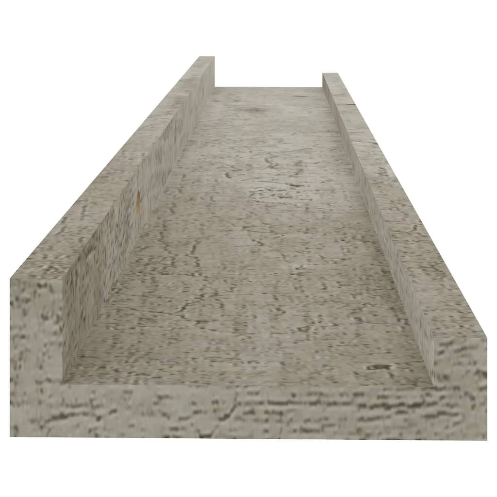 Wall Shelf Set of 2 Concrete grey MDF 23.6x3.5x1.2 in