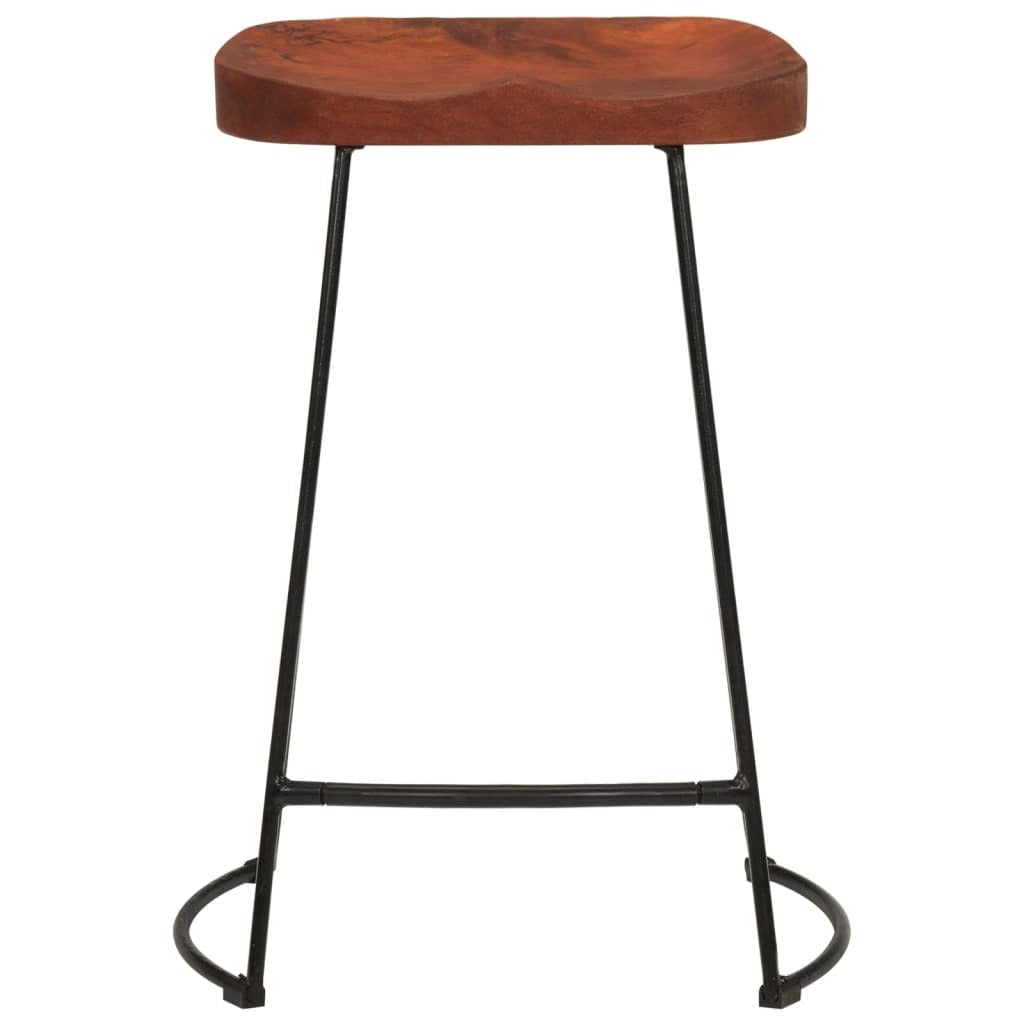 Bar Stool Set of 2 Natural Mango Wood Solid Mango Wood Standard