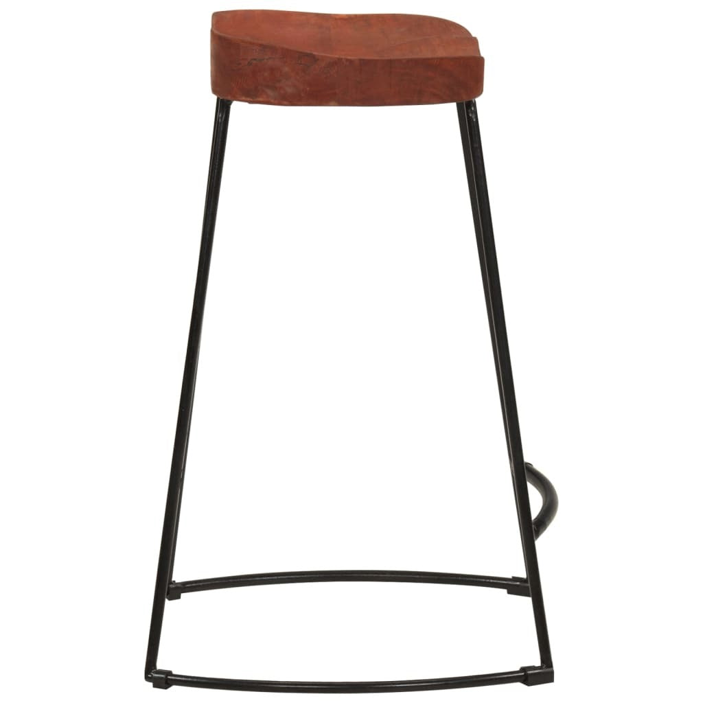 Bar Stool Set of 2 Natural Mango Wood Solid Mango Wood Standard
