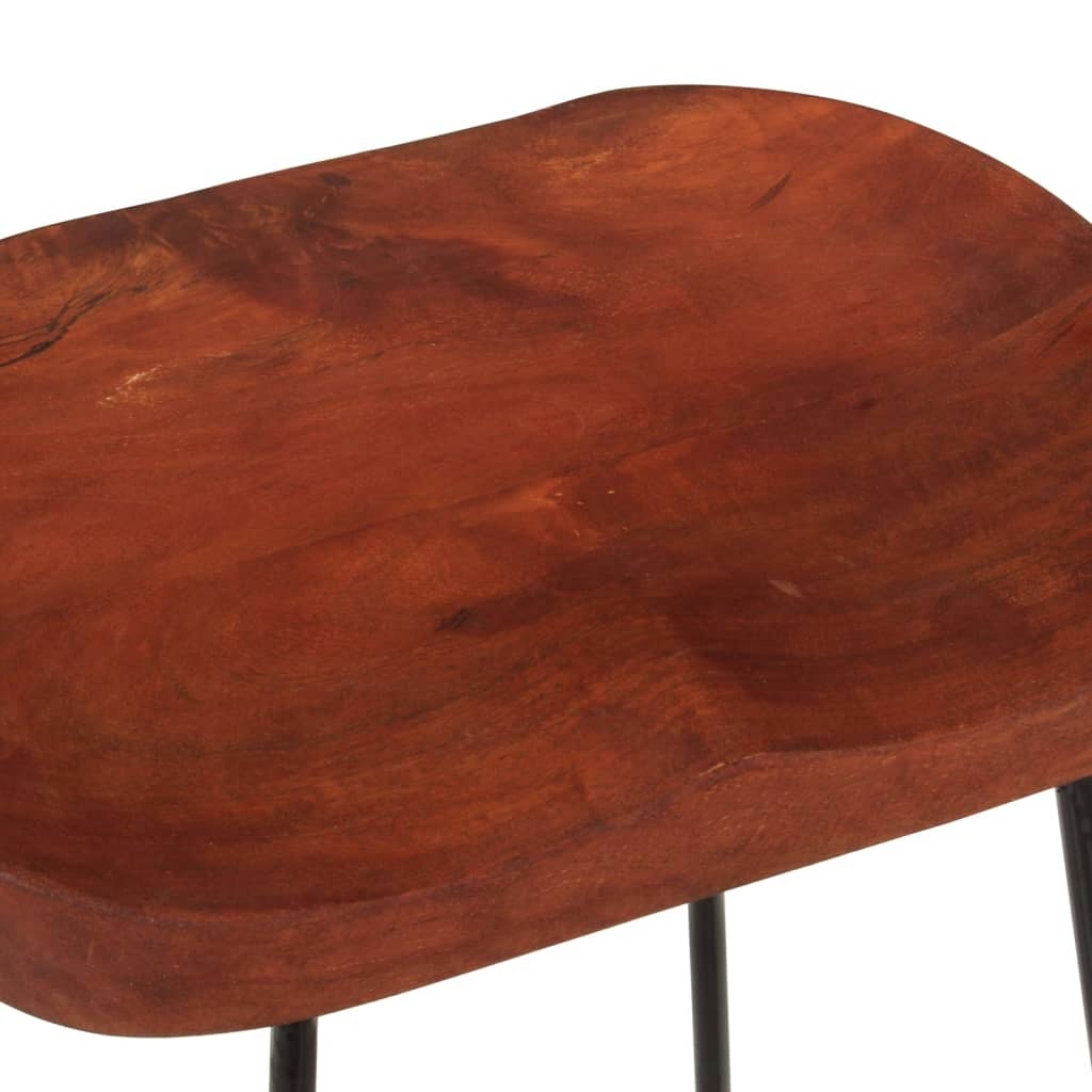 Bar Stool Set of 2 Natural Mango Wood Solid Mango Wood Standard