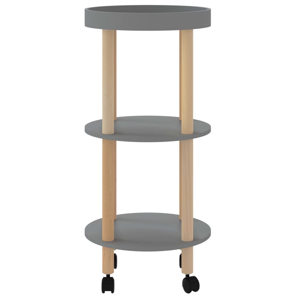3-tier Trolley Gray 15"x15"x32.3" Engineered Wood&Solid Wood Pine