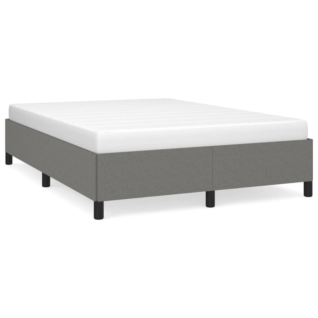 Bed Frame Dark Grey 100% Polyester Fabric, Plywood, Engineered Wood
