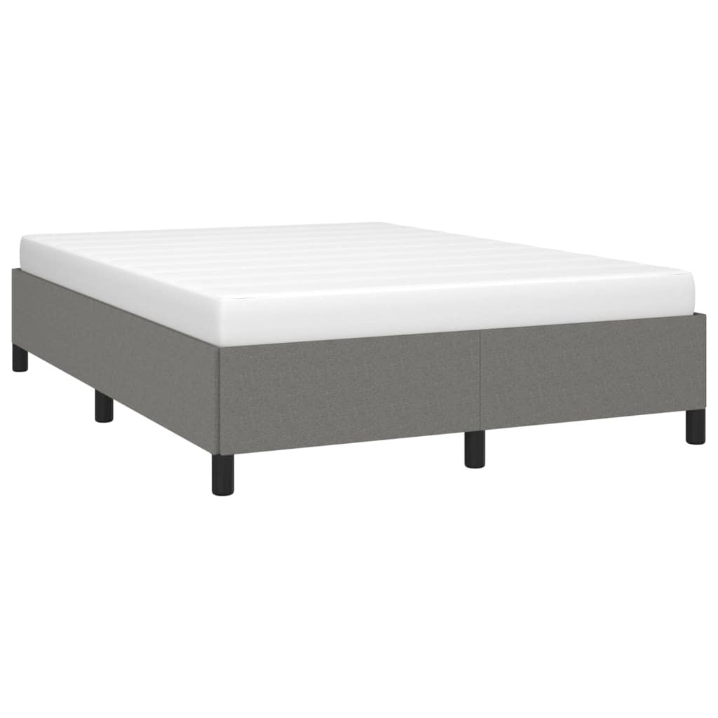 Bed Frame Dark Grey 100% Polyester Fabric, Plywood, Engineered Wood