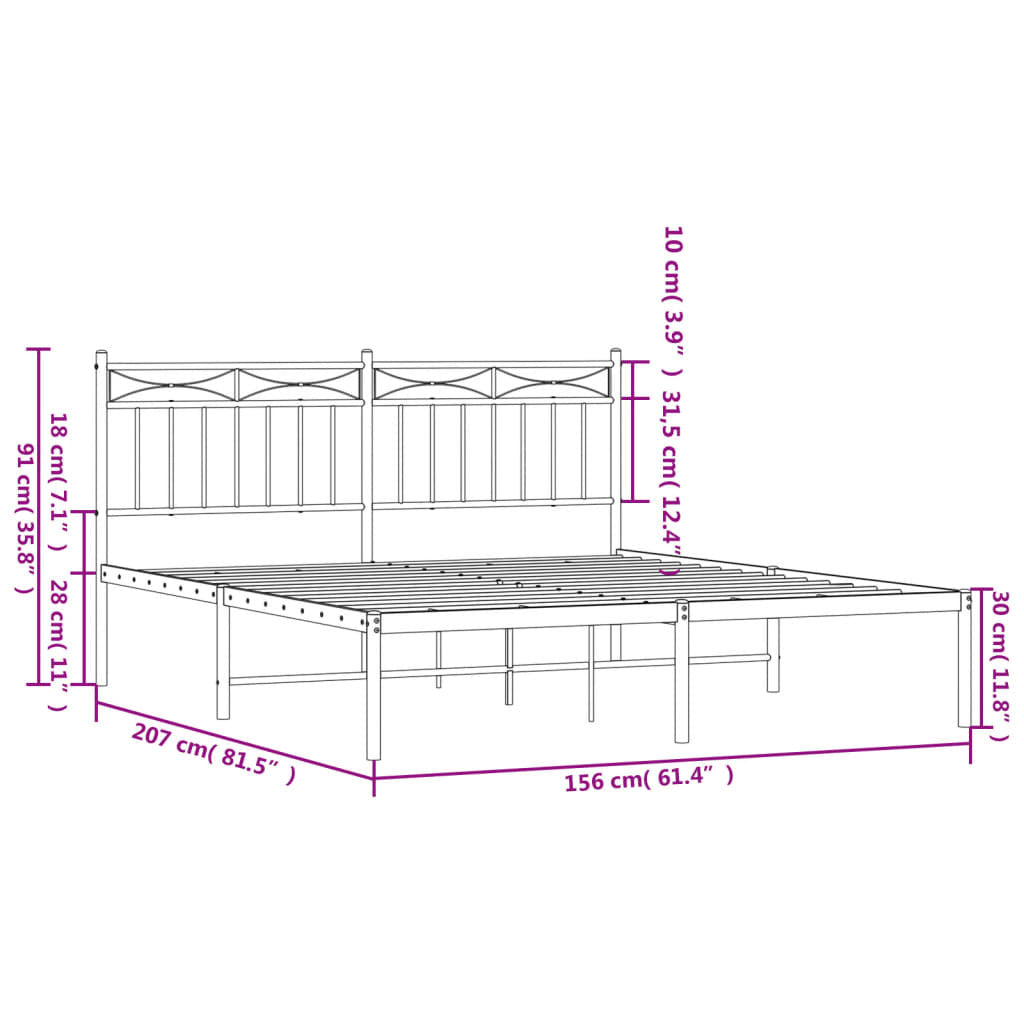 Bed Frame Black Steel King Size Bed Frame Rectangular
