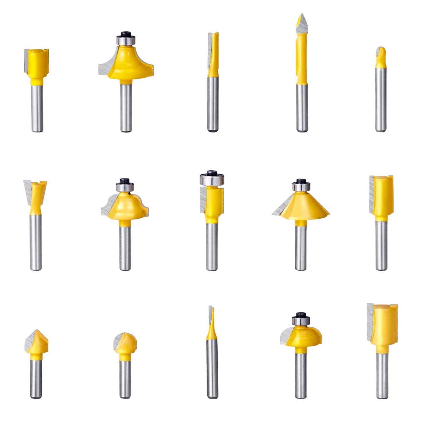 VEVOR Router Bits Set 15 Pieces Carbide Router Bit Shank Carrying Case
