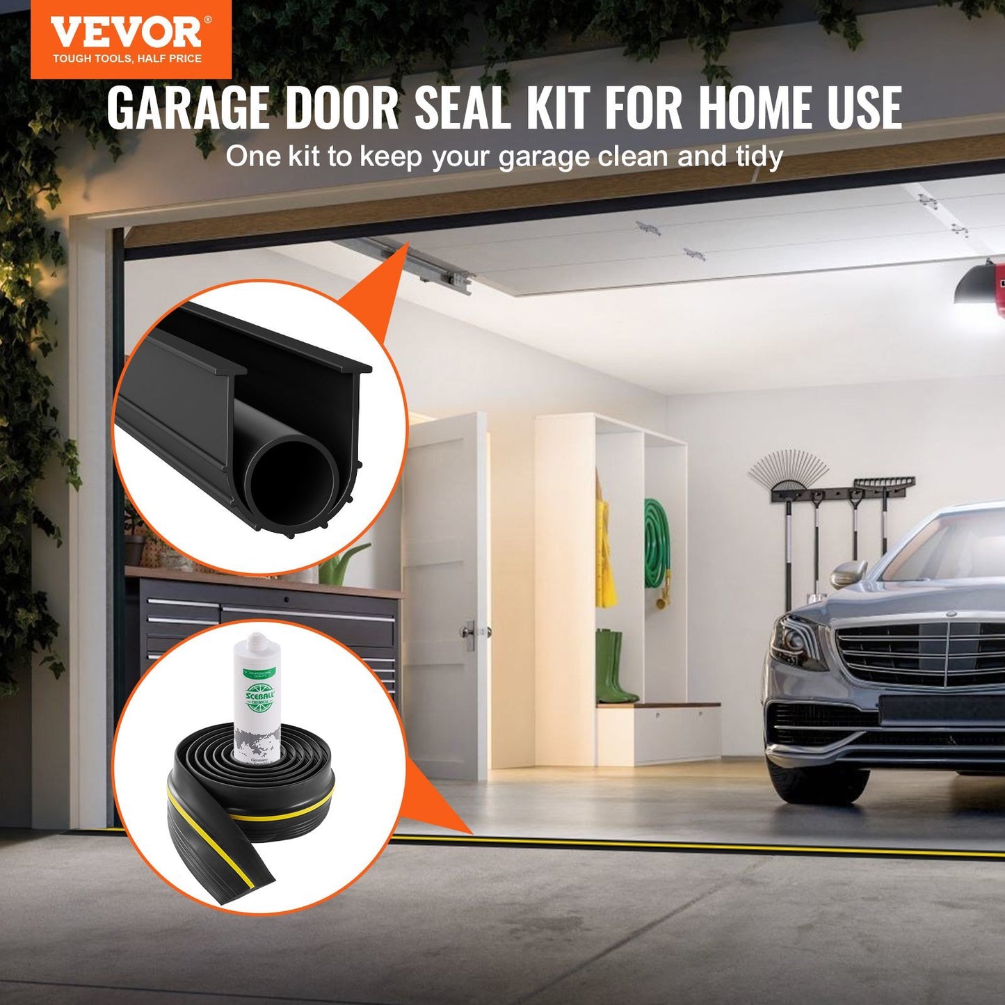 VEVOR Garage Door Threshold And Bottom Seals Kit 10 FT Universal Waterproof PVC