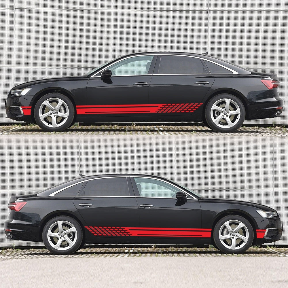 2pcs / set DIY Car Both Sides Stickers Racing Stripes Camouflage Car Products Car Wrap Film Vinyl Car Accessories red