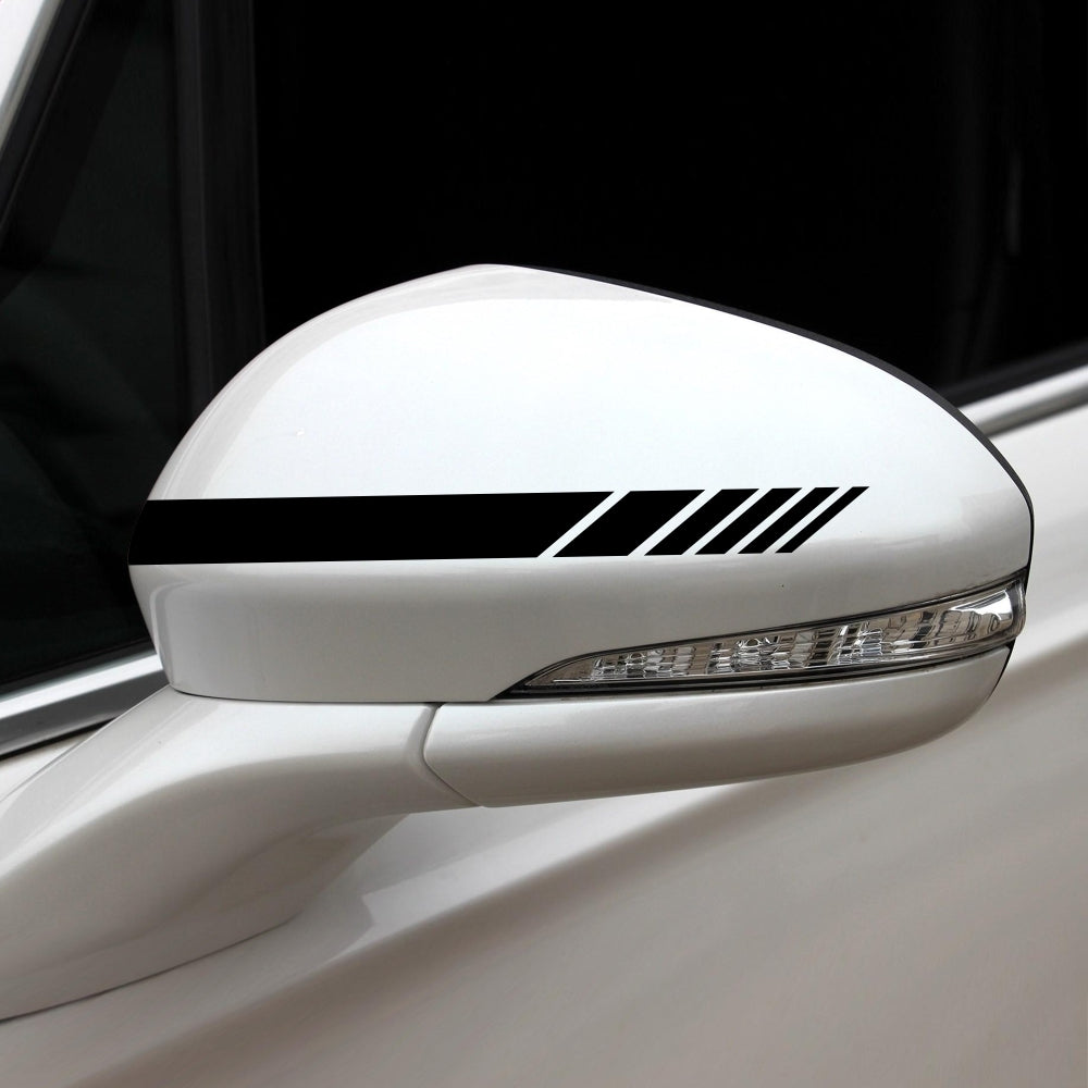 6PCS Long Stripe Graphics Car Racing Side Body Hood Mirror Vinyl Decal Sticker black