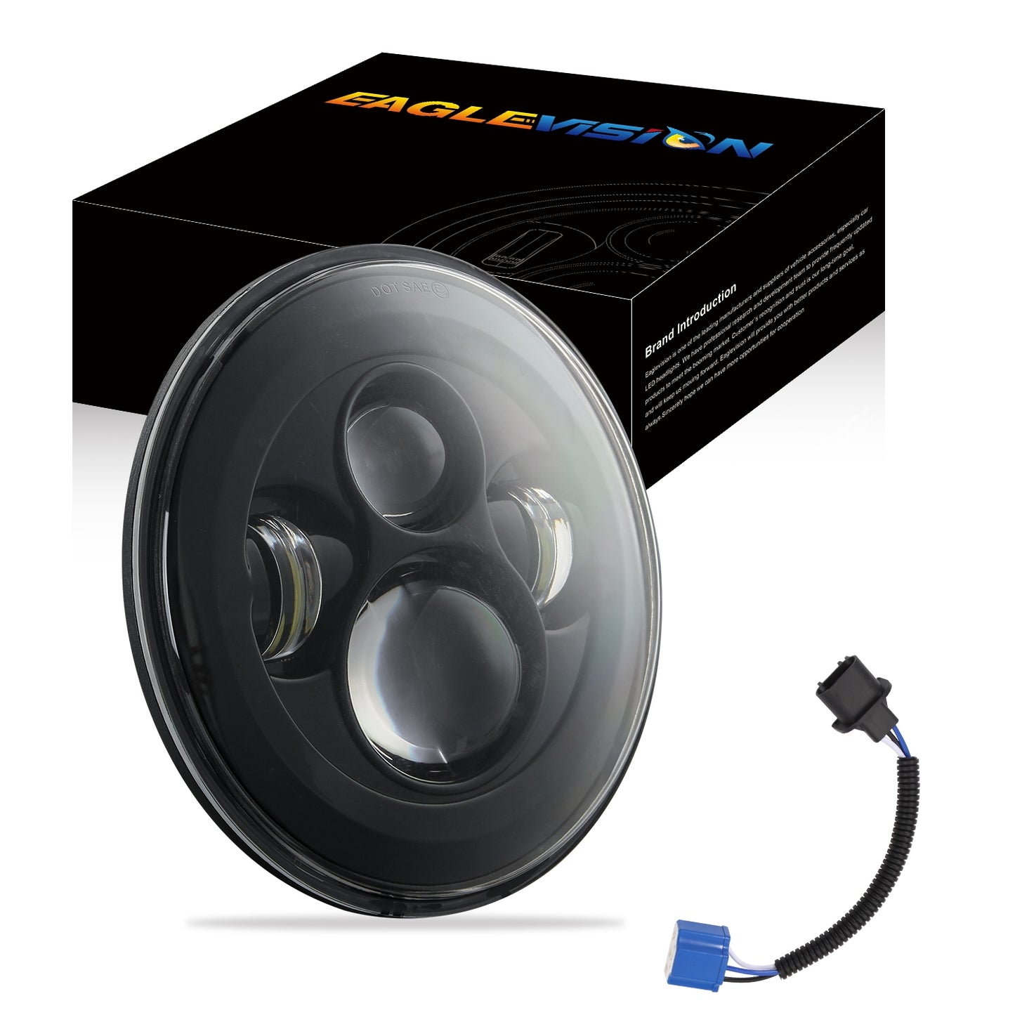 Car headlamp 7 Inch 200W Round LED abs Headlights IP67 20000LM Beam For Jeep Wrangler C0015