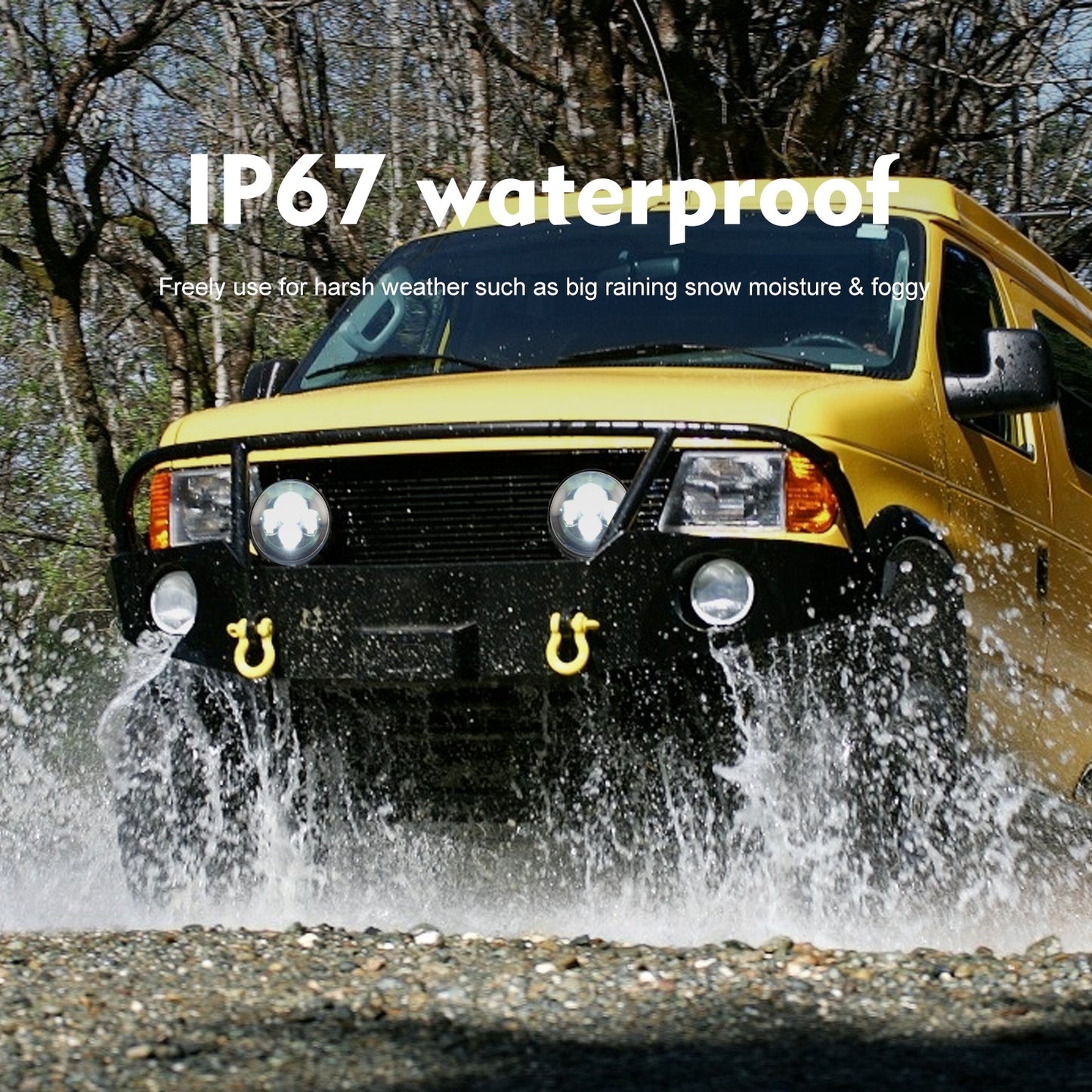Car headlamp 7 Inch 200W Round LED abs Headlights IP67 20000LM Beam For Jeep Wrangler C0015