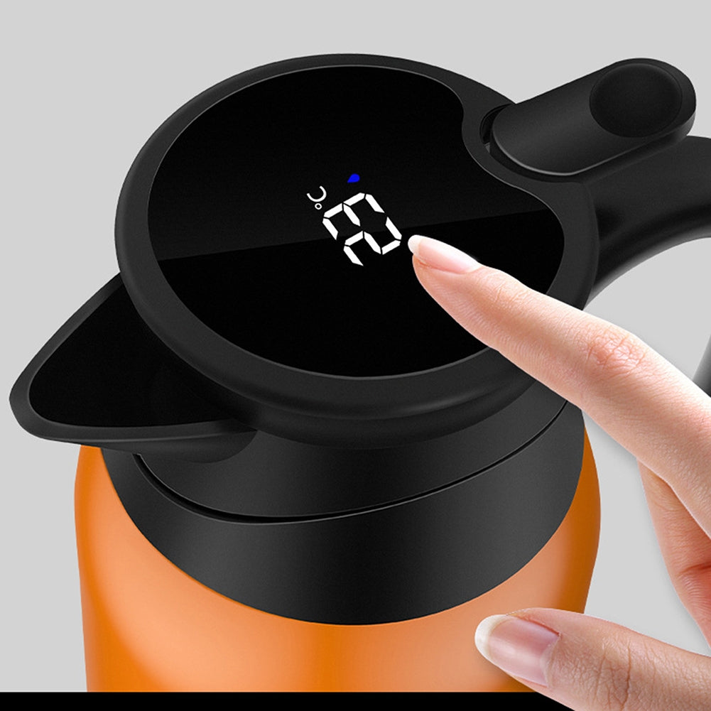 Car Electric Kettle Insulation Cup Temperature Digital Display Cup Cover Large Handle Hot Water Kettle 12V 24V Universal 24V warm orange