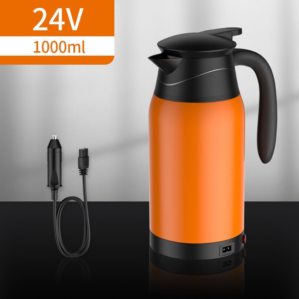 Car Electric Kettle Insulation Cup Temperature Digital Display Cup Cover Large Handle Hot Water Kettle 12V 24V Universal 24V warm orange