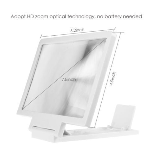 3D Foldable Cell Phone Screen Magnifier HD Expander with Stand black