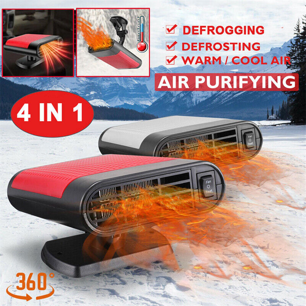12v 150W Car Air Heater Fast Hot Warm Air Blower Quick Heating Windshield Defroster Demister Defogger black red