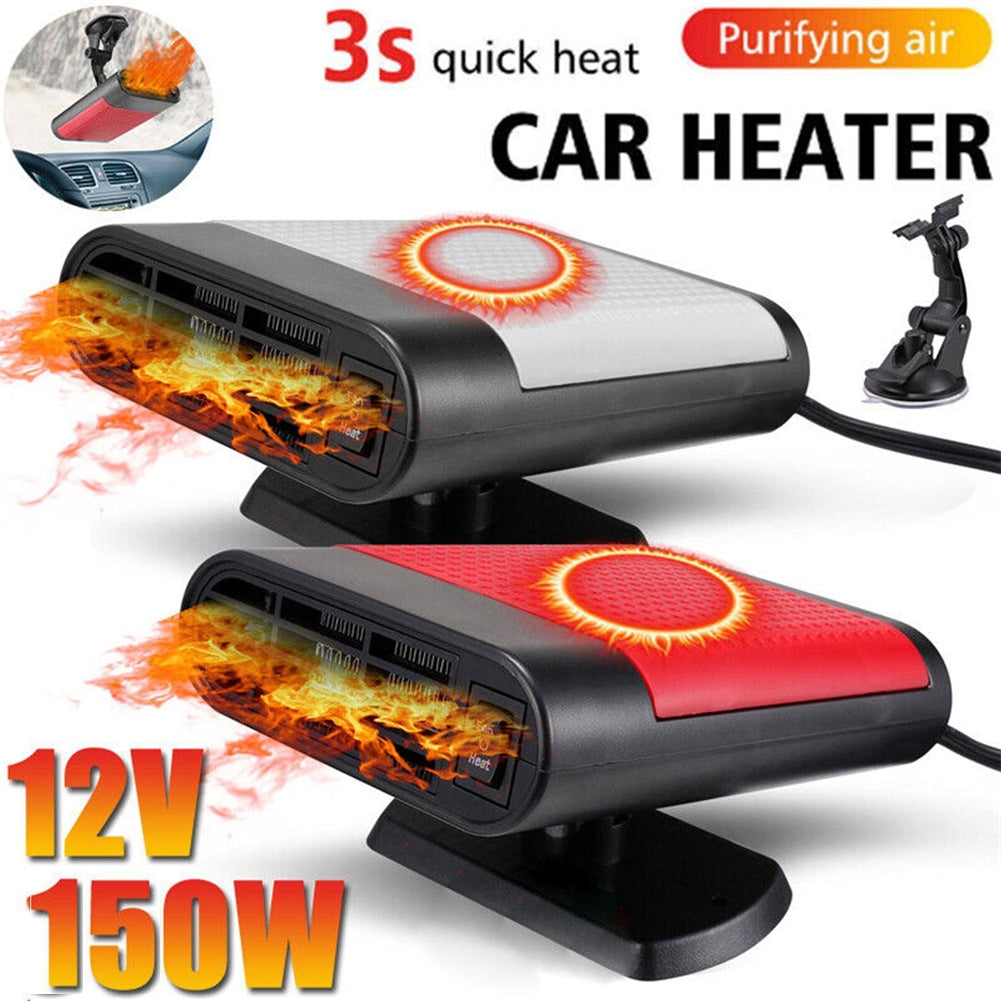 12v 150W Car Air Heater Fast Hot Warm Air Blower Quick Heating Windshield Defroster Demister Defogger black red