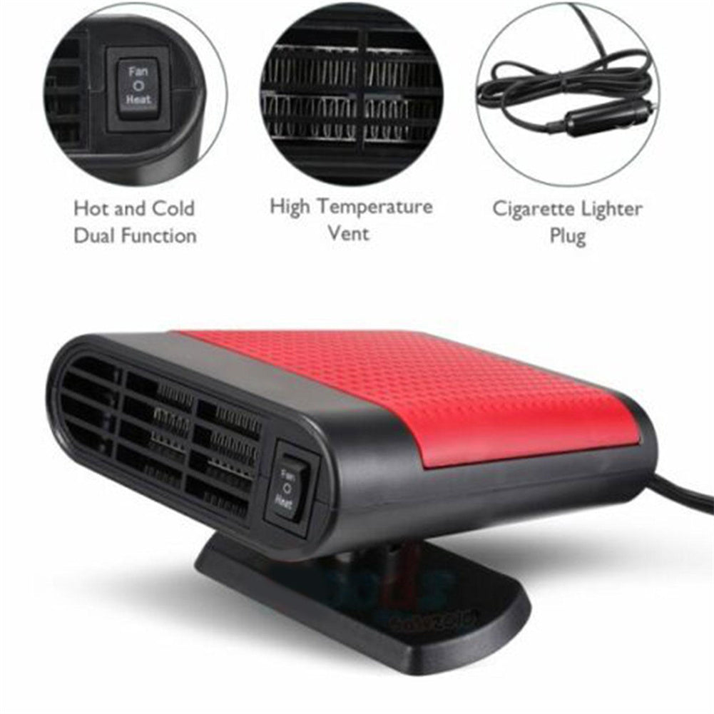12v 150W Car Air Heater Fast Hot Warm Air Blower Quick Heating Windshield Defroster Demister Defogger black red