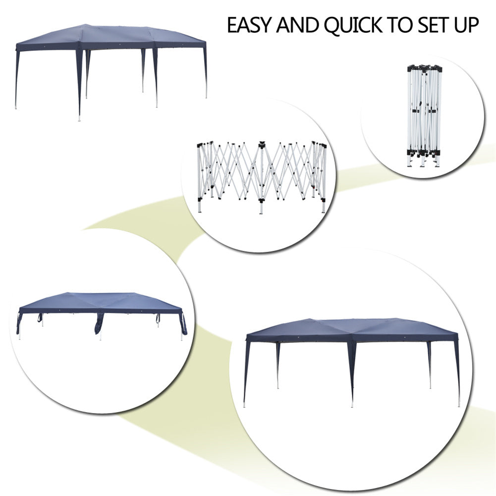 US Outdoor Folding Tent Adjustable Height Camping Waterproof Sun Shelter Tent 3 x 6m Blue