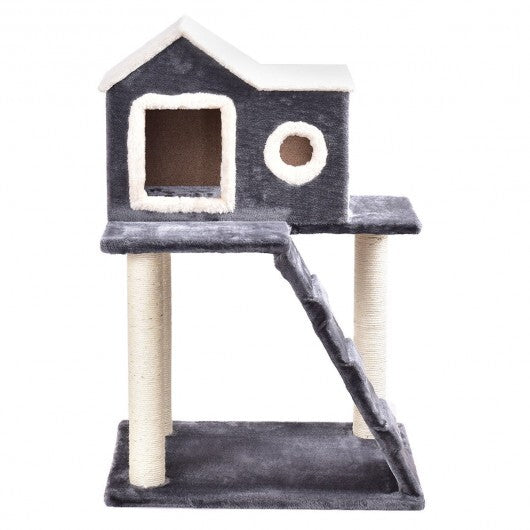 36 Inch Tower Condo Scratching Posts Ladder Cat Tree - Color: Dark Gray