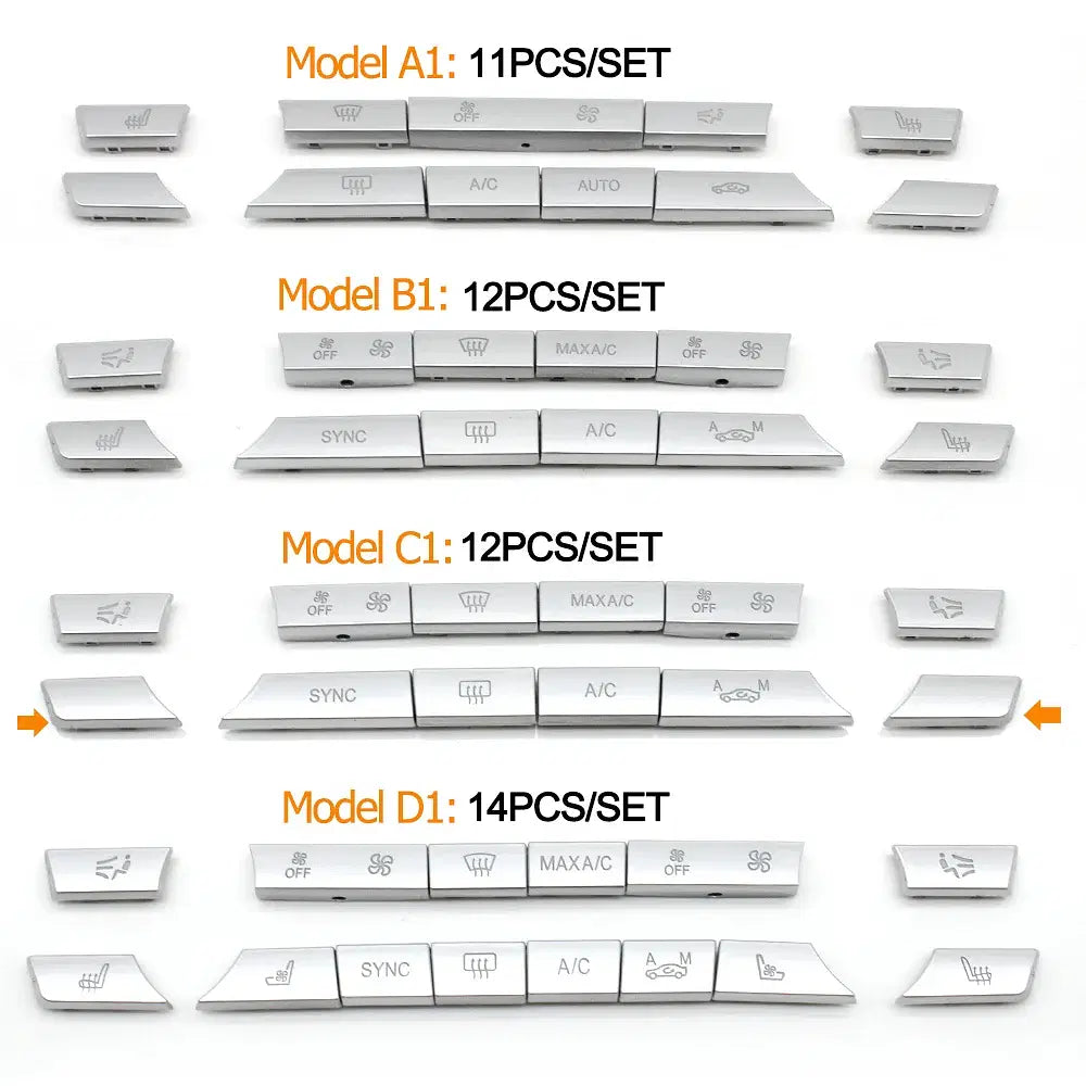 Color Name: WHITE - Silver Dashboard Air Conditioner Ac Buttons Cover Caps Repair Kit For BMW 5 6 7 Series X5 X6 F10 F11 F06 F12 F01 F02 F15 F16