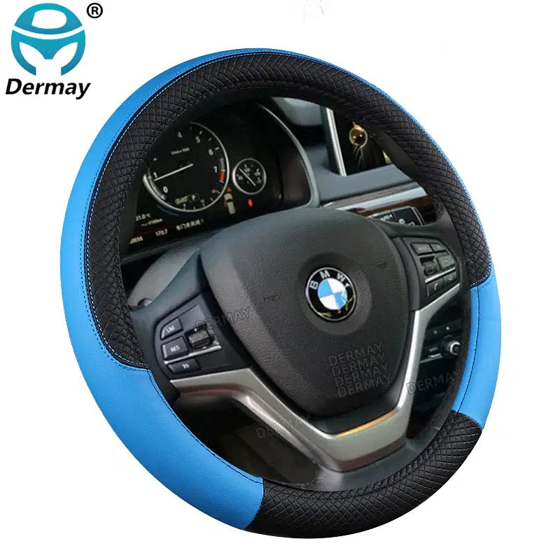 Color Name: PURPLE - 9 Color Sport Auto Steering Wheel Covers Anti-Slip Leather Car Steering-wheel Cover Car-styling Anti-catch Holder Protor