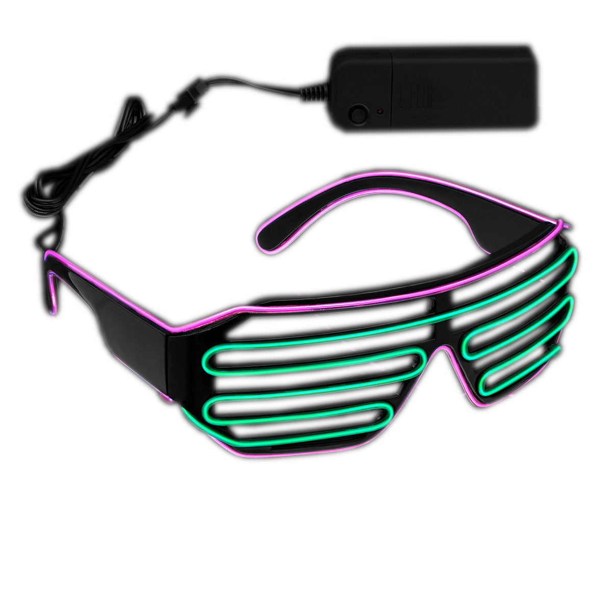 Ultra Electro Luminescent Sunglasses Pink and Green for Mardi Gras