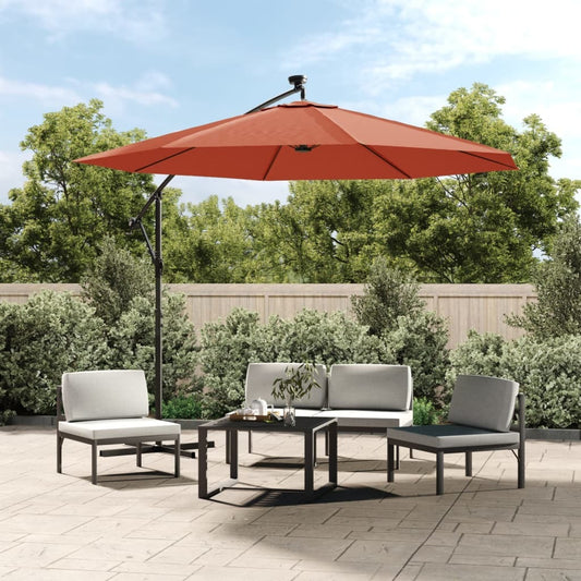 Cantilever Garden Parasol Terracotta Polyester, Steel Large