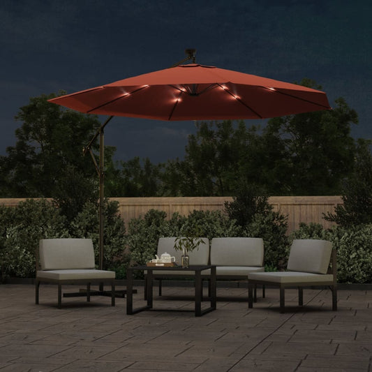 Cantilever Garden Parasol Terracotta Polyester, Steel Large