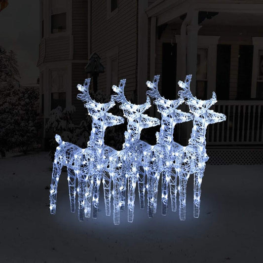 Christmas Reindeer Set of 4 Cold White Acrylic Medium