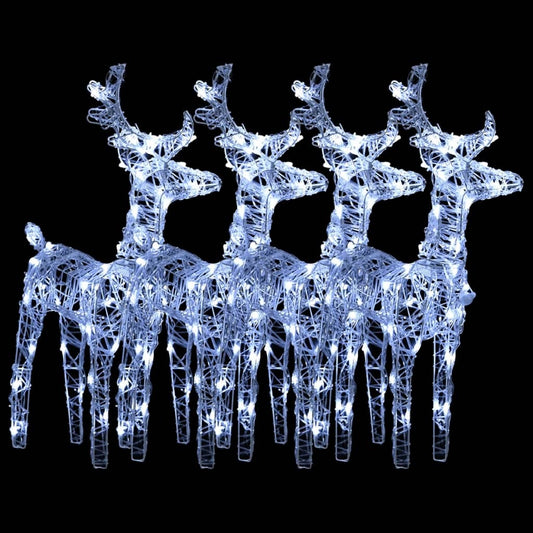 Christmas Reindeer Set of 4 Cold White Acrylic Medium