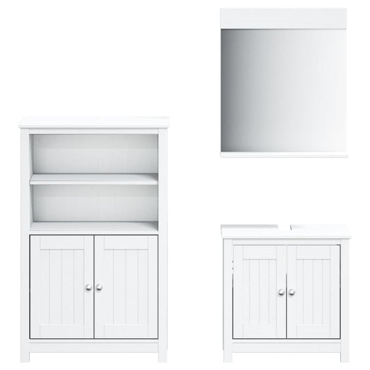 Bathroom Furniture Set White Solid pine wood Medium