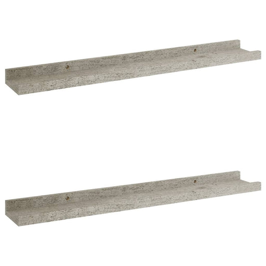Wall Shelf Set of 2 Concrete grey MDF 23.6x3.5x1.2 in