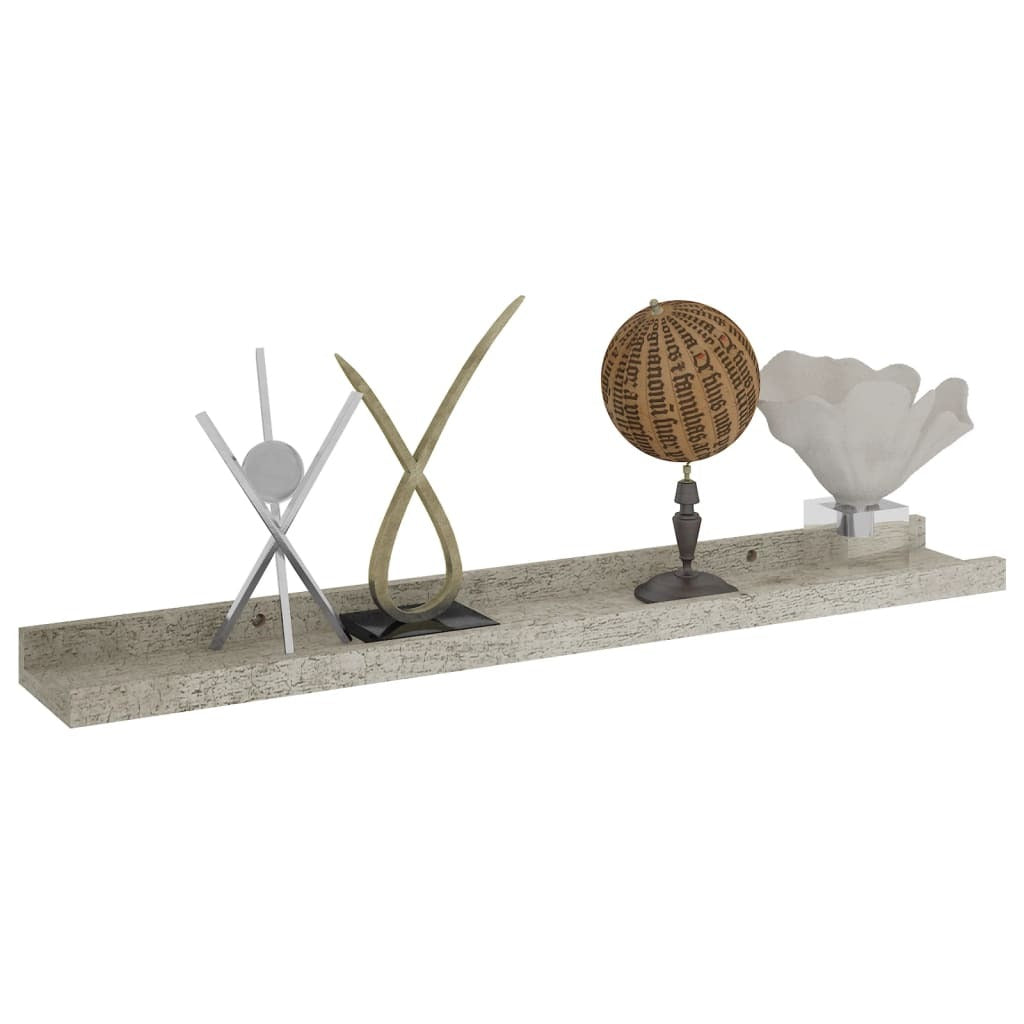 Wall Shelf Set of 2 Concrete grey MDF 23.6x3.5x1.2 in