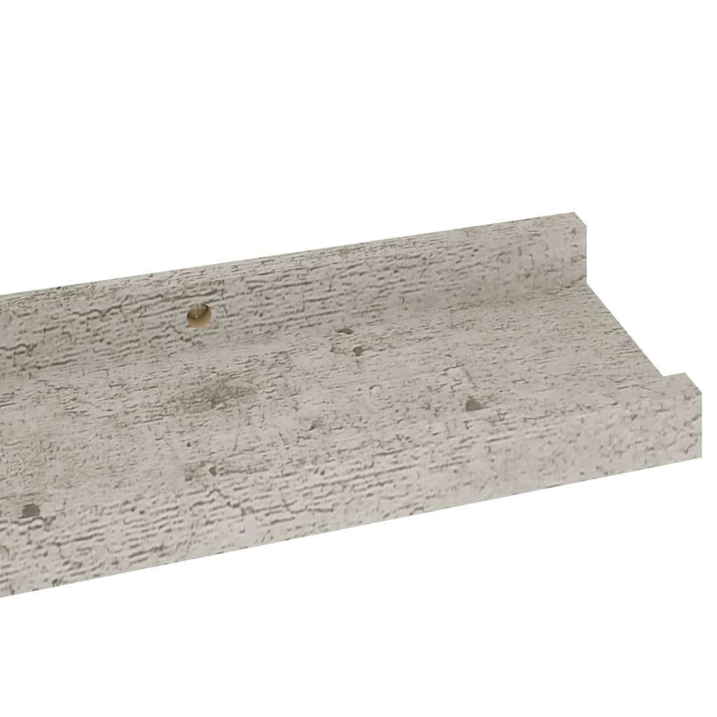 Wall Shelf Set of 2 Concrete grey MDF 23.6x3.5x1.2 in
