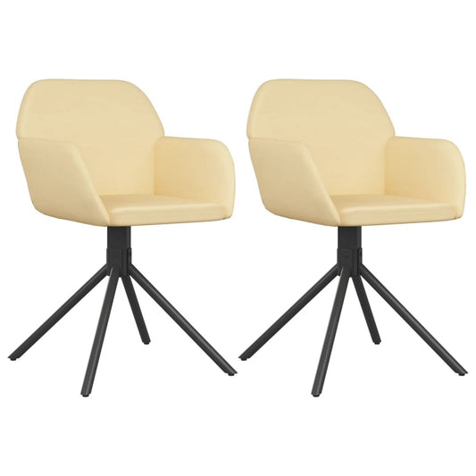 Swivel Dining Chair Set of 2 Cream Velvet, Metal, Plywood