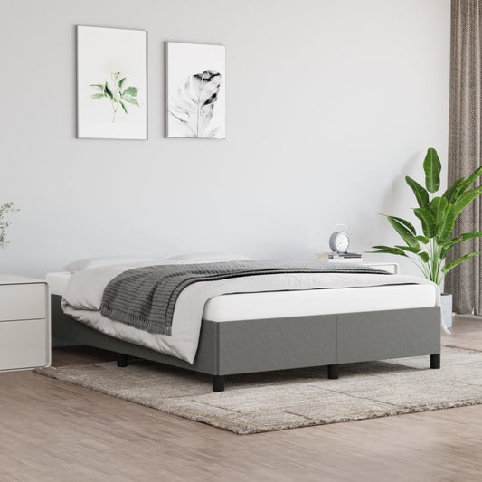 Bed Frame Dark Grey 100% Polyester Fabric, Plywood, Engineered Wood
