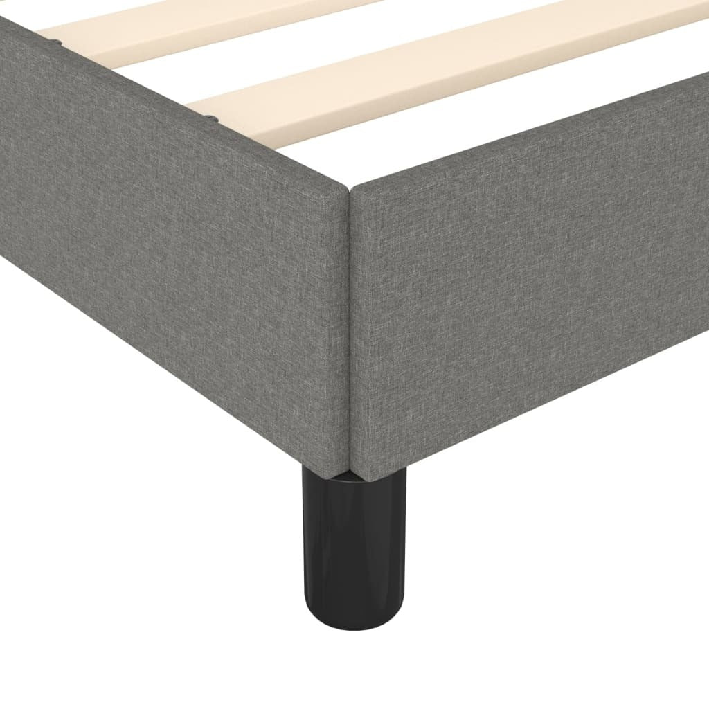 Bed Frame Dark Grey 100% Polyester Fabric, Plywood, Engineered Wood