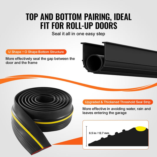VEVOR Garage Door Threshold And Bottom Seals Kit 10 FT Universal Waterproof PVC