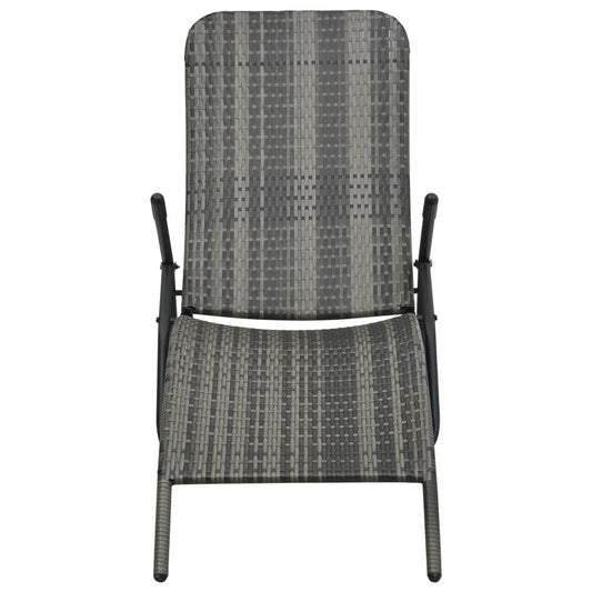 Sun Lounger Grey Made of PE rattan and powder-coated steel