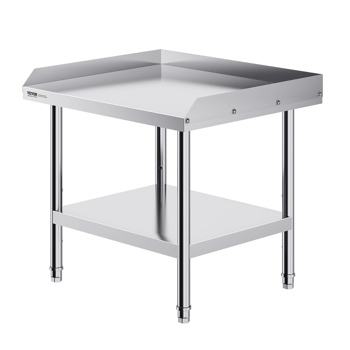 VEVOR Stainless Steel Work Table, 24 x 28 x 26 Inch Commercial Food Prep Worktable, 3-Sided Backsplash Heavy Duty Prep Worktable, Metal Work Table with Adjustable Height for Restaurant Home Hotel