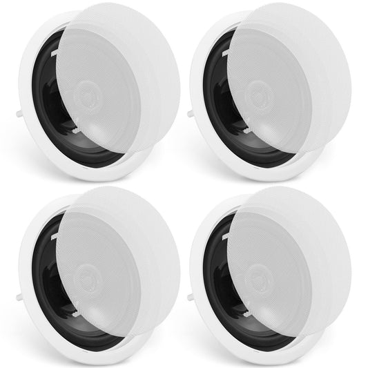 VEVOR 4 PCs 6.5'' Bluetooth in Ceiling Speakers, 150W, Flush Mount Ceiling & in-Wall Speaker System with 8?Impedance 89dB Sensitivity, for Home Kitchen Living Room Bedroom or Covered Outdoor Porches