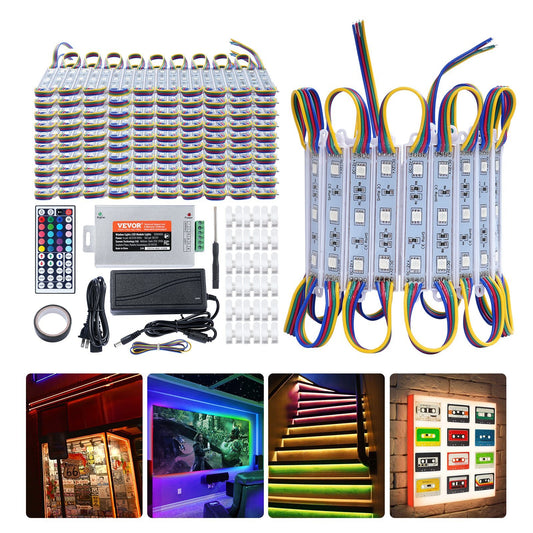 VEVOR 200PCS LED Storefront Lights, 103 ft, LED Module Lights, 5050 SMD 3-LED RGB Color Changing Window Lights with Remote Control for Business Store Window Advertising Letter Signs, IP68 Waterproof