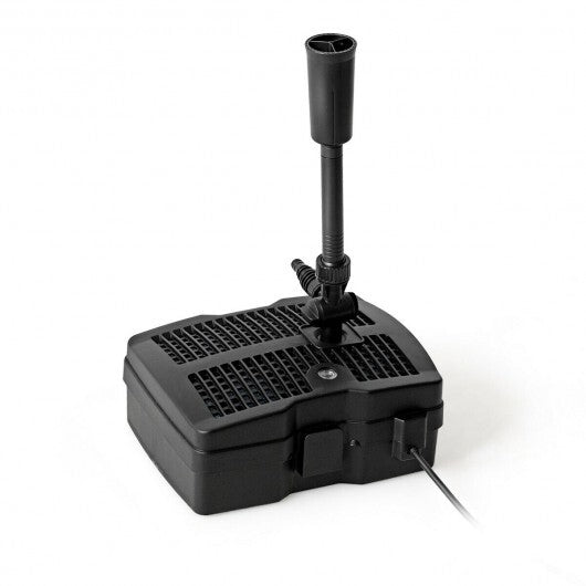 All-in-One 660 GPH Pond Filter Pump with Sterilizer and Fountain Jet - Color: Black